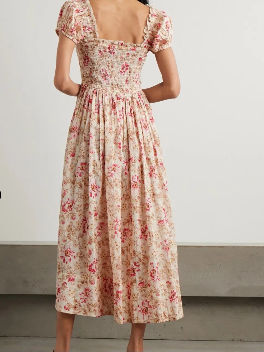 Doen Stanza Lace-Trimmed Floral-Print Organic Cotton-Voile Midi Dress, S - Picture 2 of 12